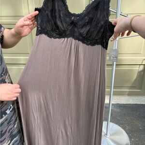 Elegant Black and Brown Lace Nightgown